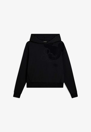 Felpa nera con design a pullover. Presenta una grafica discreta di Topolino e polsini e orlo a coste. Realizzata in tessuto morbido.