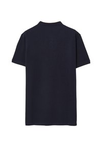 T-shirt nera a maniche corte mostrata da dietro, con collo rotondo e senza loghi o disegni visibili.