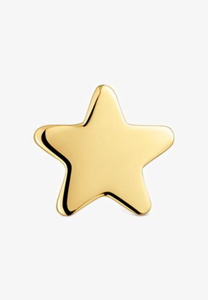 Étoile dorée brillante à cinq branches avec des bords lisses et arrondis sur un fond blanc.