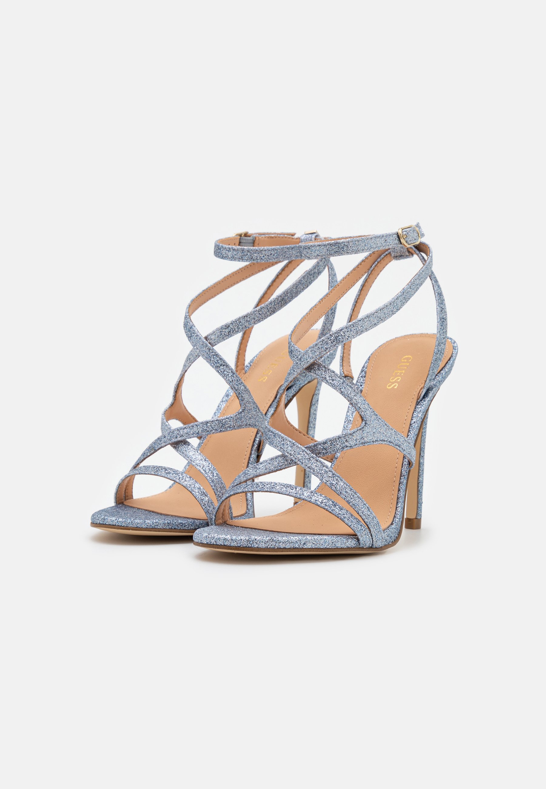 blue silver sandals