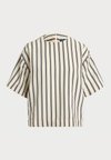 STRIPED SILK BLEND SHORT SLEEVE SHIRT - Blouse - white/black