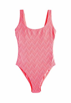 Badeanzug - neon coral/pink textured