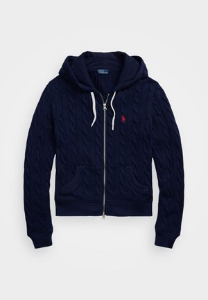 Polo Ralph Lauren CABLE KNIT COTTON FULL ZIP HOODIE - Neuletakki - newport navy