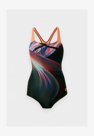 Arena, JELLYFISH PRO BACK - Badedragt - black/bright coral
