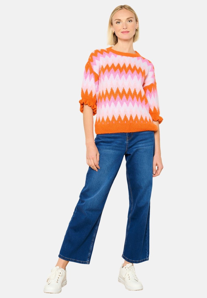Pull Lola Et Liza - Orange - Taille S-M - Viscose-coton - Mailles Côtes - Neuf Sans étiquette