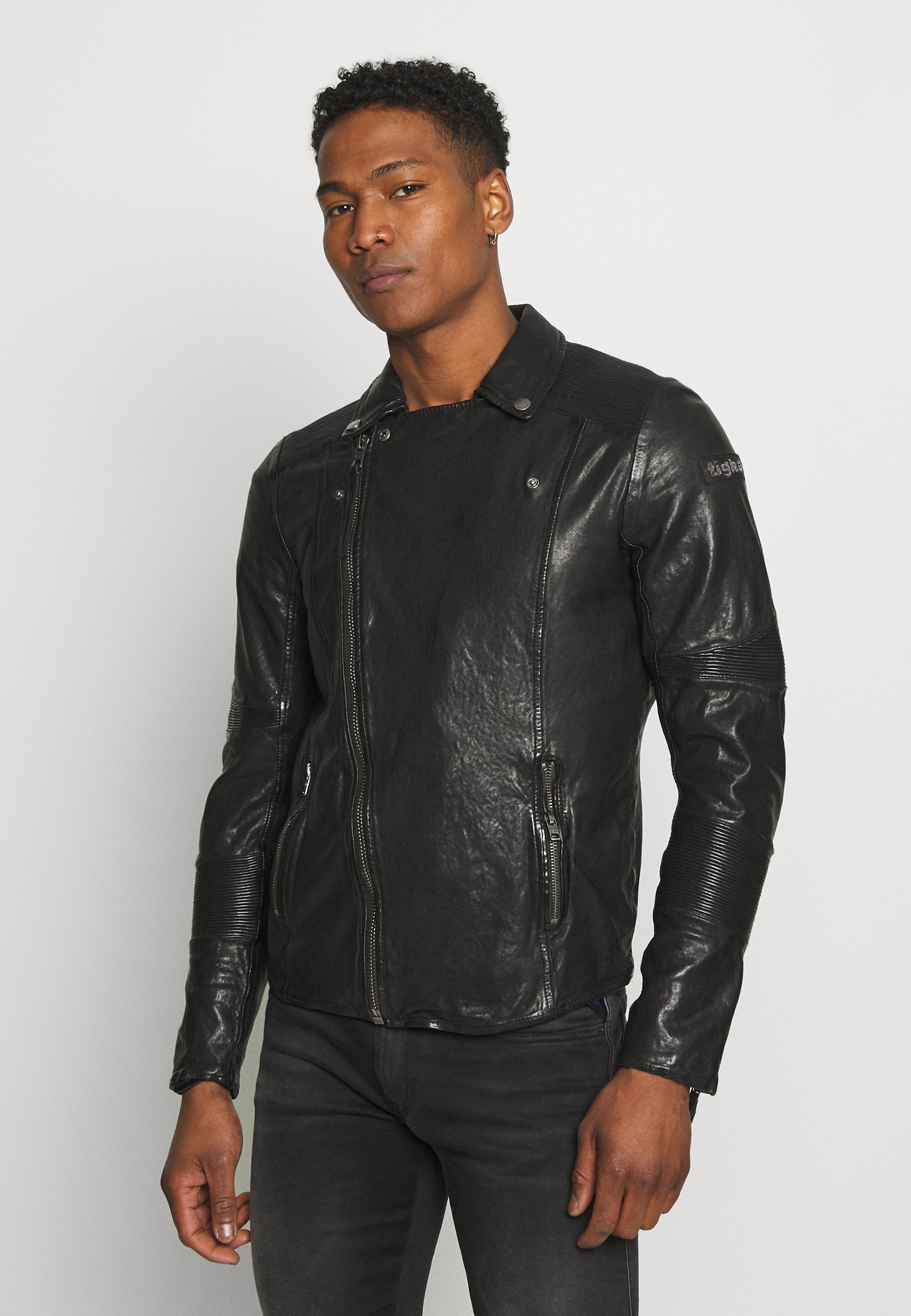 Tigha Arno Leather Jacket Black Zalando De