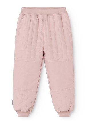 Pantalon matelassé rose clair avec taille et poignets élastiques, conçu pour la chaleur et le confort.