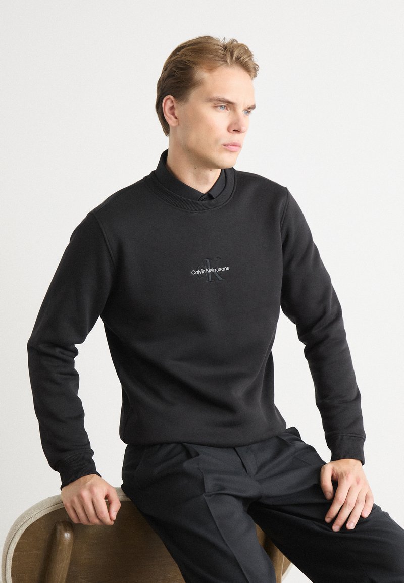 Calvin Klein Jeans MONOLOGO CREW NECK - Felpa - black