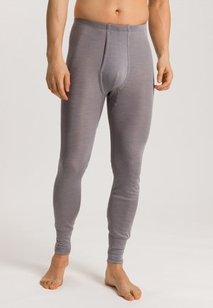 Szare legginsy termiczne wykonane z miękkiego materiału, charakteryzujące się dopasowanym krojem, elastycznym pasem i klasycznym designem bez widocznych wzorów.