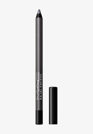 Crayon eyeliner MAC Kajal Excess gris foncé avec bouchon noir retiré, montrant la pointe effilée.