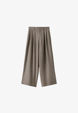 Stradivarius, WIDE-LEG WITH BUTTONS - Nohavice - mottled light brown
