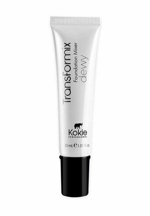 Hvid tube med sorte accenter mærket "Transformix Foundation Mixer Dewy" fra Kokie Professional, indeholdende 30 ml. Glat finish.