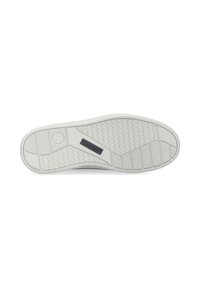 Suola della scarpa con un design in gomma a motivi; colore bianco con impugnatura testurizzata e una toppa rettangolare grigia etichettata "JOSEF SEIBEL" per i dettagli del marchio.