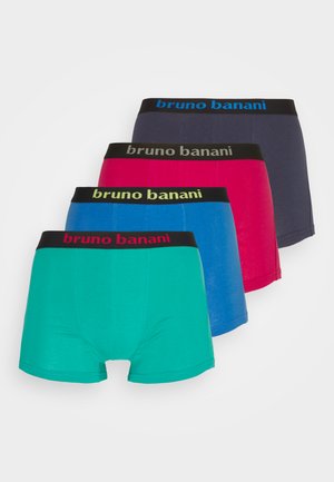 Marineblaue Boxer-Briefs mit schwarzem Bund und blauer Markenbeschriftung. Glattes Material und figurschmeichelndes Design, geeignet für den täglichen Gebrauch.