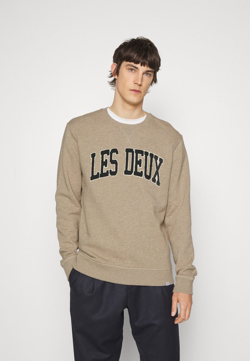 Les Deux CRANE Sweatshirt dark sand melange/thyme green/hellbraun