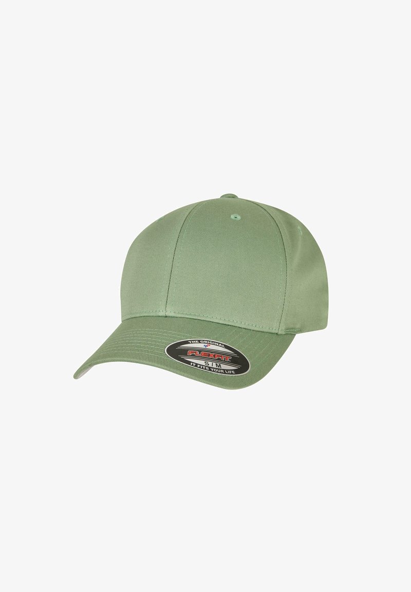 Light green baseball cap with a structured crown, curved visor, and breathable fabric. Features a logo patch on the front.
