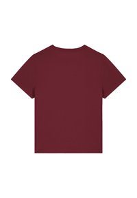 T-shirt en coton bourgogne à manches courtes, col rond et texture lisse. Dos uni sans logos ni embellissements visibles.