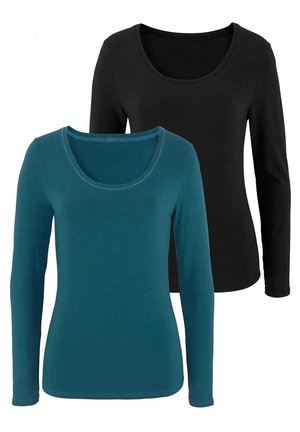 LASCANA LANGARM 2PACK - Langarmshirt - petrol schwarz