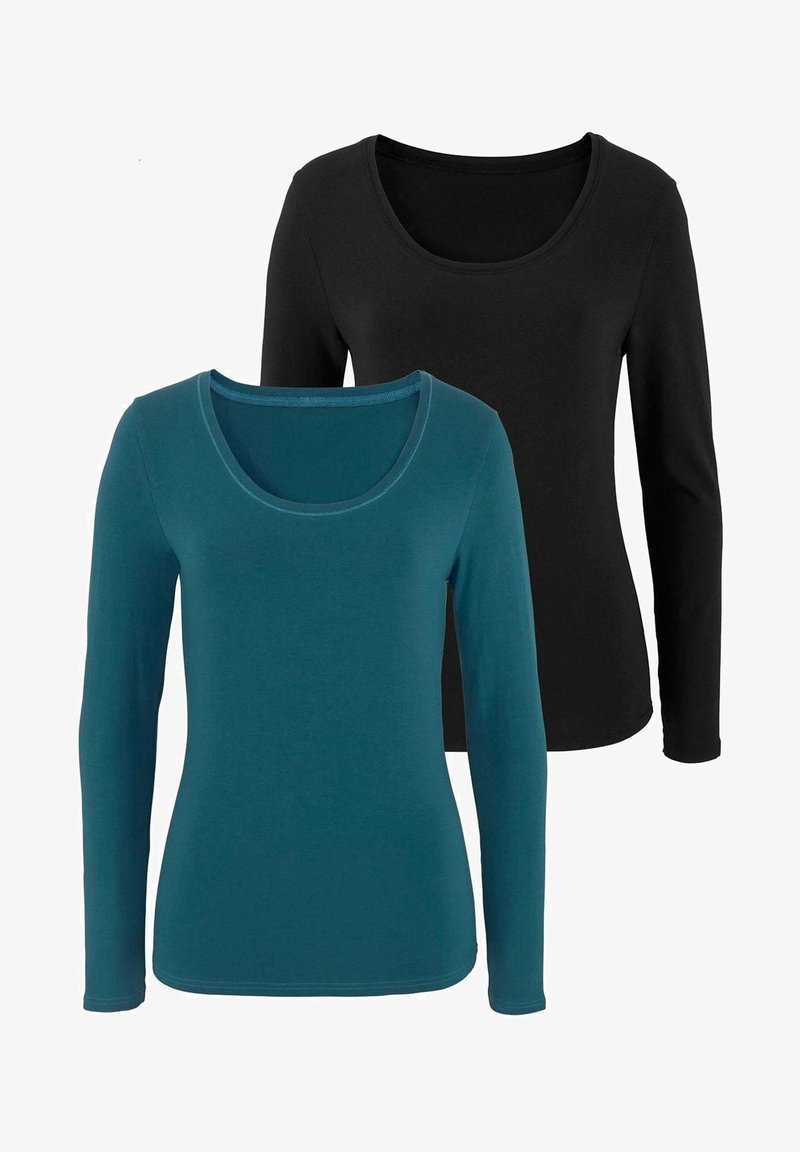 LASCANA LANGARM 2PACK - Longsleeve - petrol schwarz