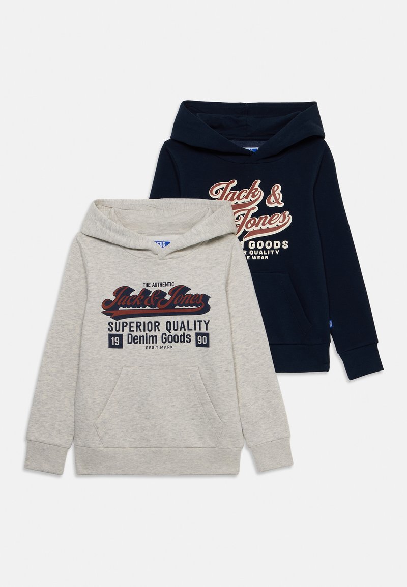 Jack & Jones Junior JJELOGO HOOD 2 PACK - Džemperis ar kapuci - sky captain/white melange