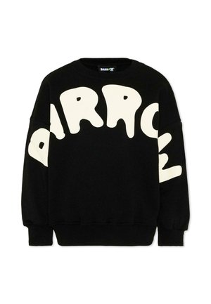 Felpa nera con grandi lettere bianche sovradimensionate che formano la scritta curva "BARROW" sul petto e sulle maniche.