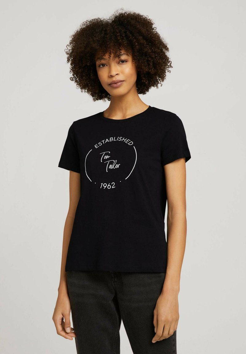 Damen T-Shirts | TOM TAILOR T-Shirt print deep black/schwarz - ZV30480 Damen T-Shirts | TOM TAILOR T-Shirt print deep black/schwarz - ZV30480