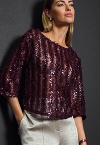 Next SEQUIN SHEER FLUFFY QUATER SLEEVE REGULAR FIT - Blouse - red burgundy