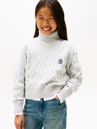 Tommy Hilfiger CREST CABLE TURTLE NECK - Pullover - light grey
