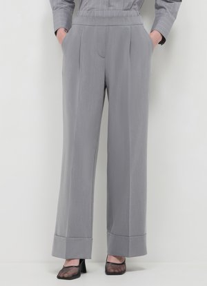 Calliope STRAIGHT CON RISVOLTO - Pantaloni - grigio fumo melange