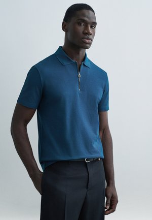 EMBROIDERY AND ZIP CLOSURE - Polokošeľa - petrol blue