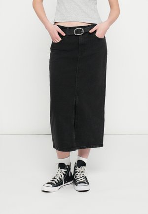 MIDI SKIRT - Fustă denim - black