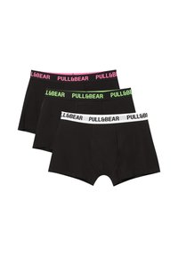 Sorte boxer briefs fra Pull & Bear med elastiske taljer i pink, grøn og hvid med brandets logo. Blødt stof, tætsiddende design.