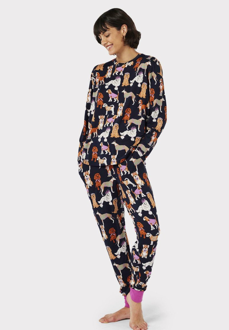Chelsea Peers POSH DOGS PRINT SET Pyjamas navy/dark blue Zalando.ie