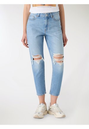 CON STRAPPI - Jeans mom fit - blu denim medio