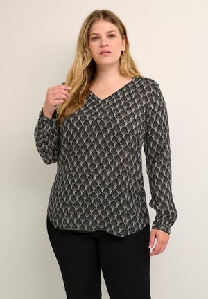 Kaffe Curve KCOLIVE AMI - Long sleeved top - black chalk fan print