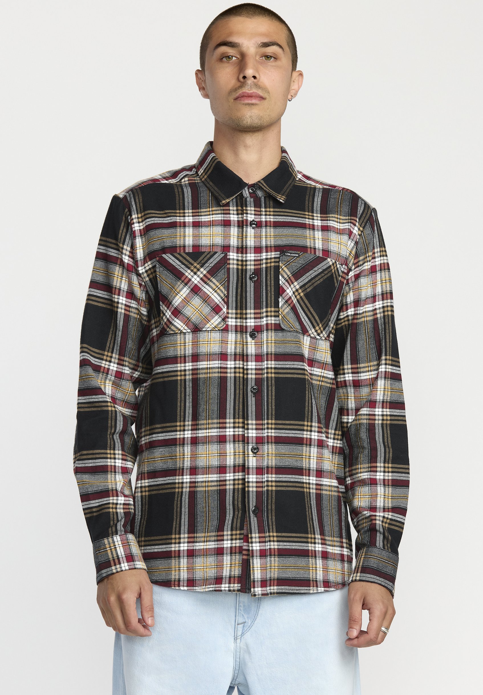 Volcom Chemise boutonnée à manches courtes Stone Mash pour homme, Vert thym., S