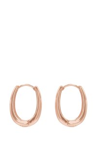 Roségulløreringer med en jevn, buet design, med en polert overflate og en litt bred form nederst.