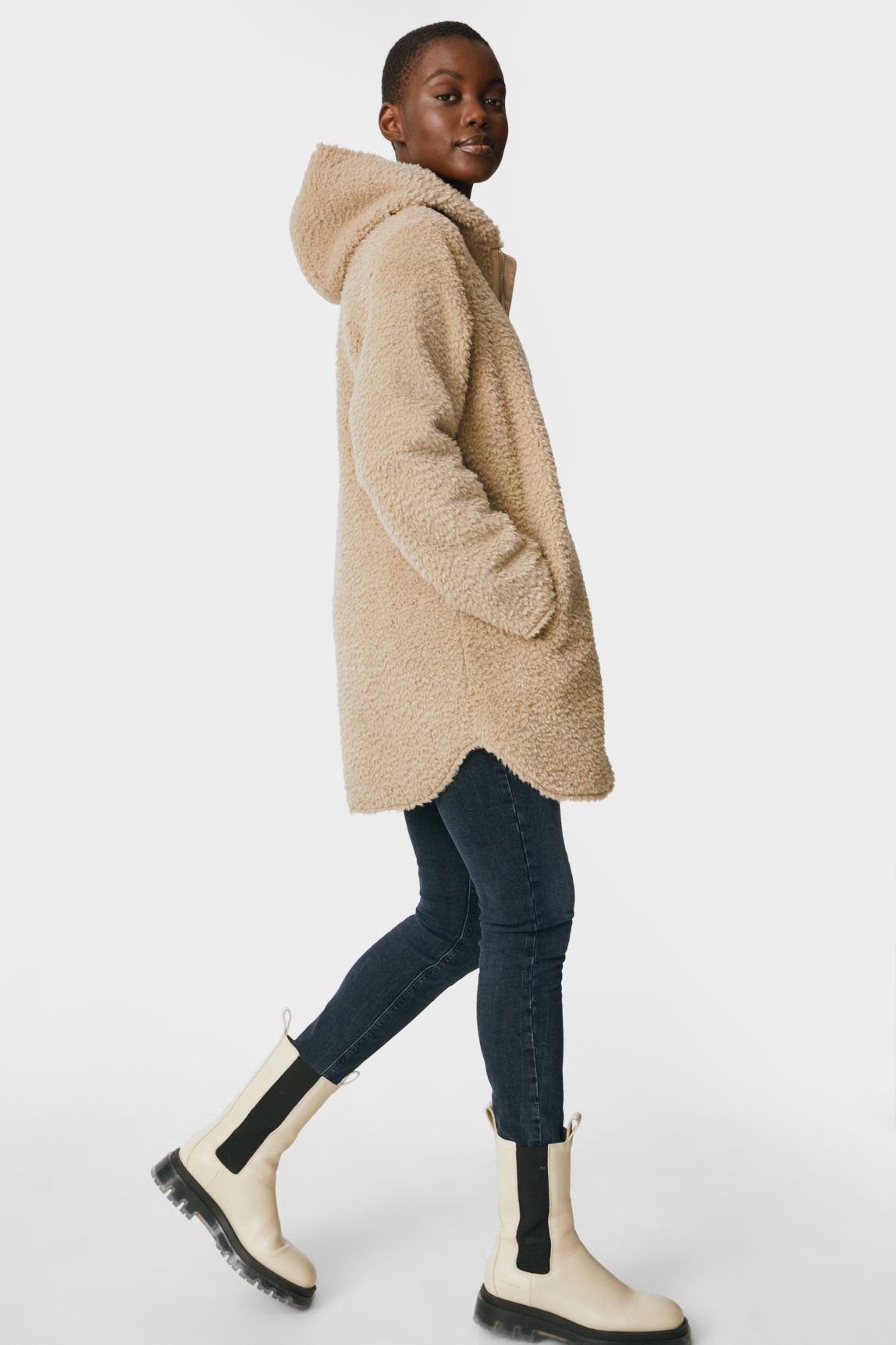 C\u0026A Teddy-Jacke mit Kapuze - Fleece 
