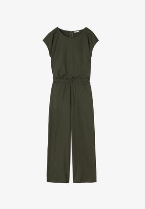 Õlivärvi jumpsuit, mis on valmistatud kergest kangast. Omab ümmargust kaelust, lühikesi varrukaid, elastset taljet ja laia jalaava.