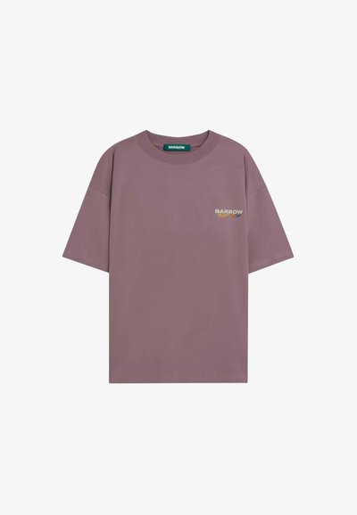Mauve oversized short-sleeve T-shirt with crew neck and small multicolor "BARROW" logo on the left chest.