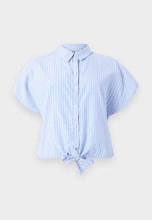 Vero Moda VMFANNI SHORT TIE SHIRT - Gombos blúz - hydrangea/sana bright white