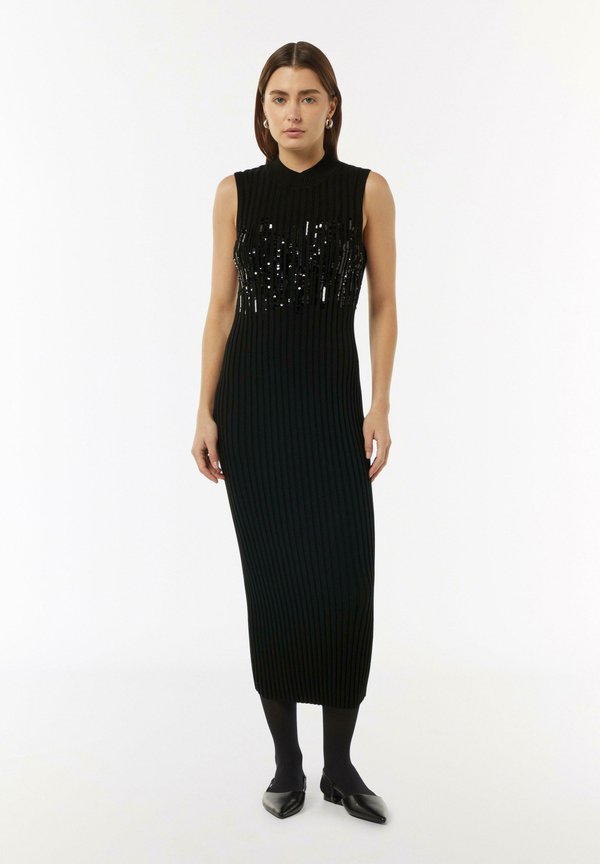 MIT STEHKRAGEN UND PAILLETTEN - Etuikleid - schwarz