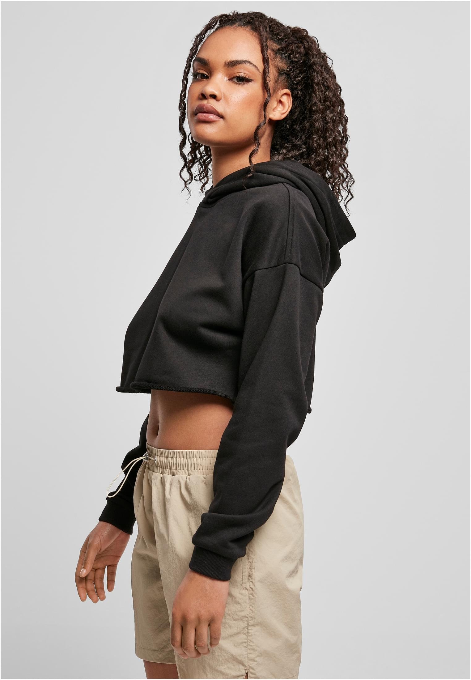 Urban Classics LADIES OVERSIZED CROPPED HOODY - Hoodie - schwarz