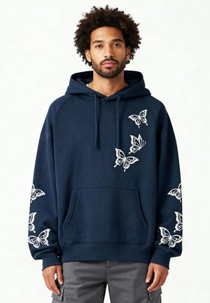 BUTTERFLIES EMBROIDERY SUPERHEAVY  - Sweat à capuche - dark blue