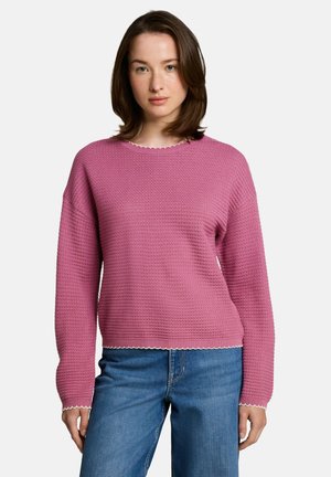 TOM TAILOR, KNIT PULLOVER WITH WAVY EDGES - Trui - dusty berry