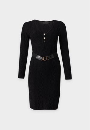 Guess, YUKI CABLE BODYCON - Рокля тип пуловер - jet black