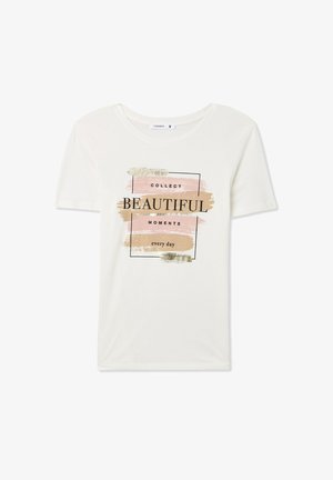 Terranova SCRITTA E LAMINATA - T-shirt con stampa - bianco lana