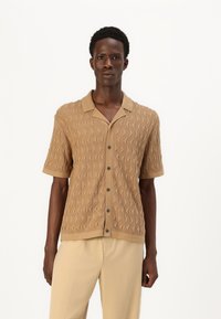 Abercrombie & Fitch - Geometric Stitch Button-Through Sweater Polo - Kardiganas - tigers eye Miniatiūros vaizdas 1