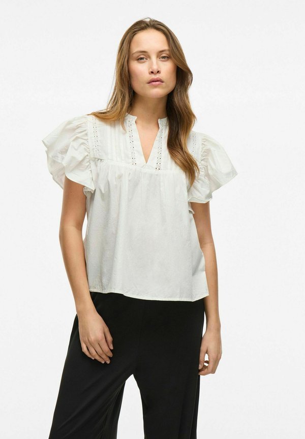 MIT KURZEN ÄRMELN V-AUSSCHNITT - Bluse - cloud dancer