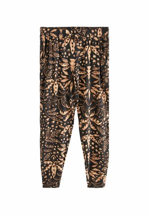 REGULAR FIT - Pantaloni - black leaf print